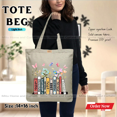 Picture of Premium Tote Bag with Zipper Canvas Tote Bag for Women Trendy Shopping Bag / College Bag / University Bag Tote Bag, Canvas Bag with Zipper 