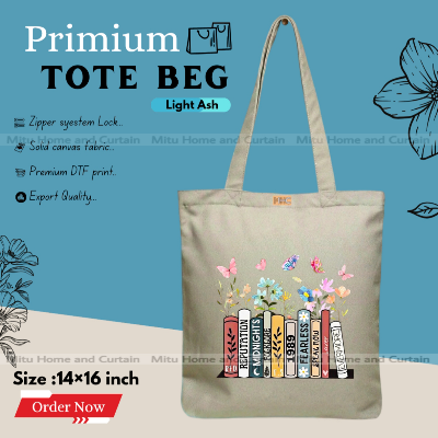 Picture of Premium Tote Bag with Zipper Canvas Tote Bag for Women Trendy Shopping Bag / College Bag / University Bag Tote Bag, Canvas Bag with Zipper 