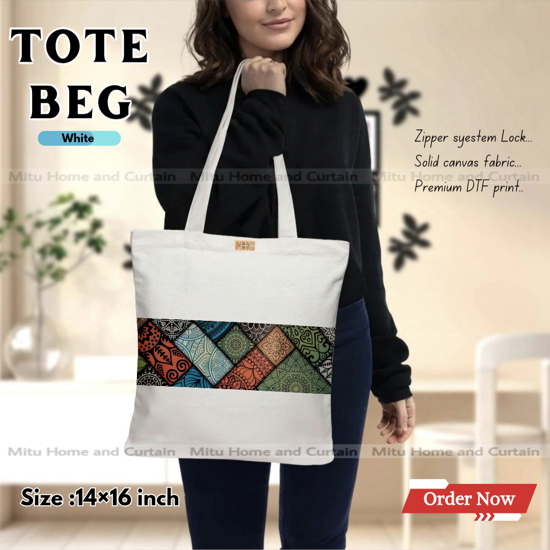 Buy Premium Tote Bag with Zipper Canvas Tote Bag for Women Trendy Shopping Bag / College Bag / University Bag Tote Bag, Canvas Bag with Zipper  at Best Price In Bangladesh