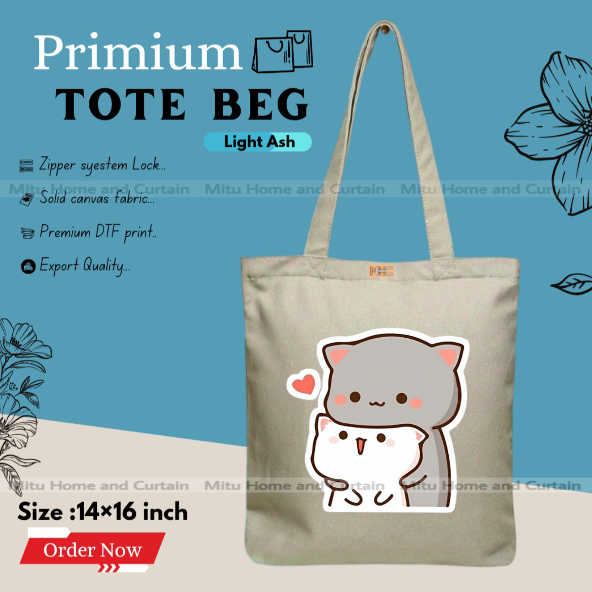 Picture of Premium Tote Bag with Zipper Canvas Tote Bag for Women Trendy Shopping Bag / College Bag / University Bag Tote Bag, Canvas Bag with Zipper  