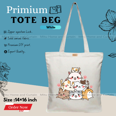 Buy Premium Tote Bag with Zipper Canvas Tote Bag for Women Trendy Shopping Bag / College Bag / University Bag Tote Bag, Canvas Bag with Zipper  at Best Price In Bangladesh