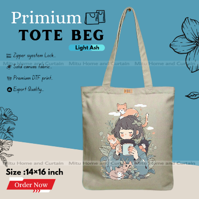 Picture of Premium Tote Bag with Zipper Canvas Tote Bag for Women Trendy Shopping Bag / College Bag / University Bag Tote Bag, Canvas Bag with Zipper 