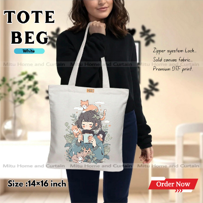 Buy Premium Tote Bag with Zipper Canvas Tote Bag for Women Trendy Shopping Bag / College Bag / University Bag Tote Bag, Canvas Bag with Zipper  at Best Price In Bangladesh