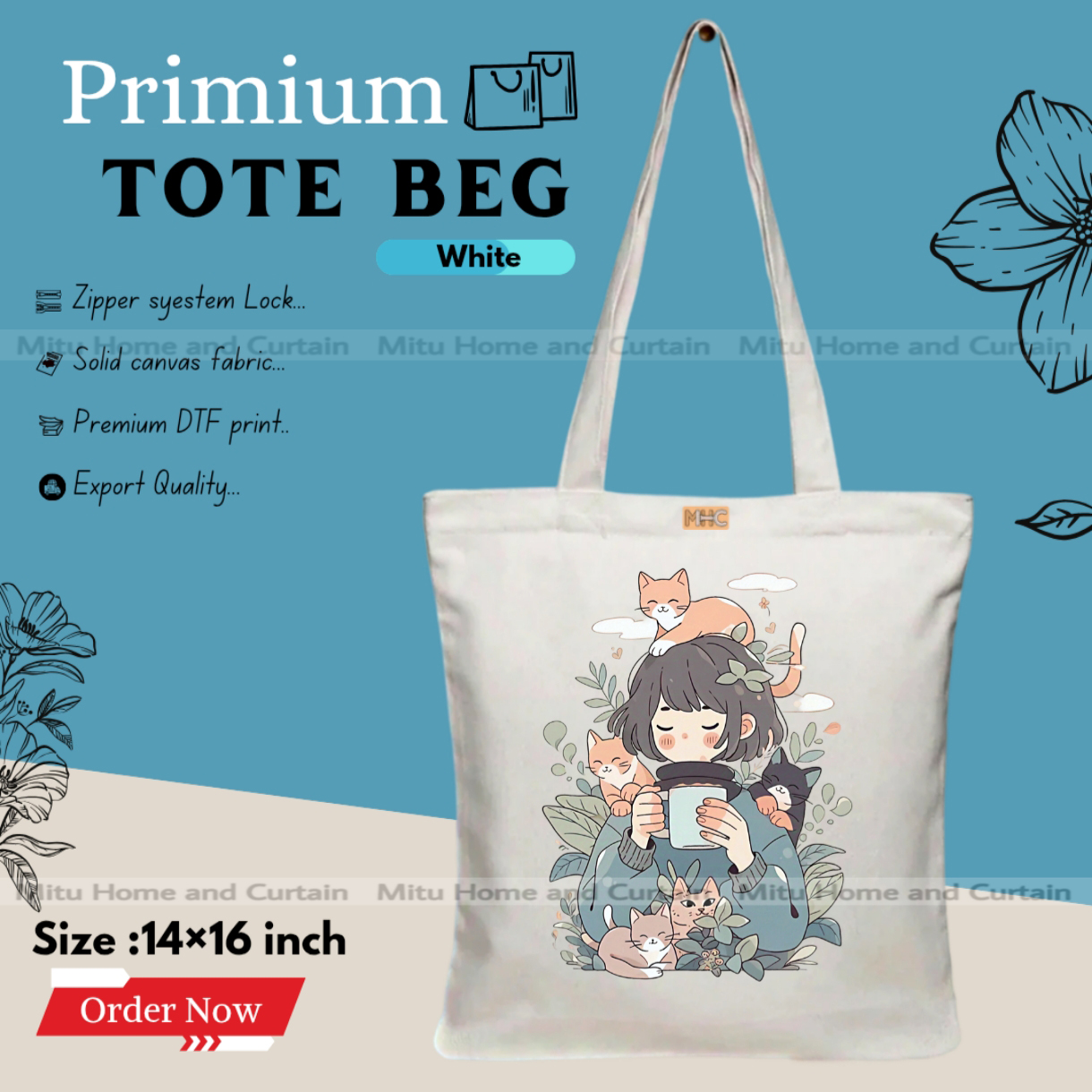 Buy Premium Tote Bag with Zipper Canvas Tote Bag for Women Trendy Shopping Bag / College Bag / University Bag Tote Bag, Canvas Bag with Zipper  at Best Price In Bangladesh