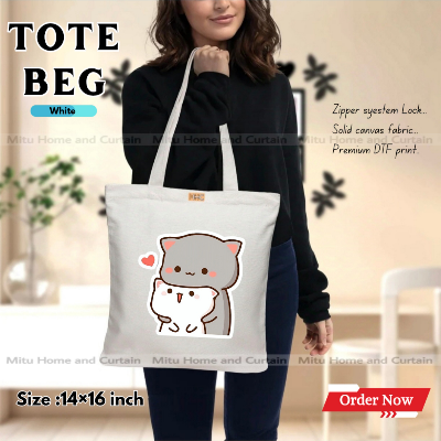 Buy Premium Tote Bag with Zipper Canvas Tote Bag for Women Trendy Shopping Bag / College Bag / University Bag Tote Bag, Canvas Bag with Zipper  at Best Price In Bangladesh