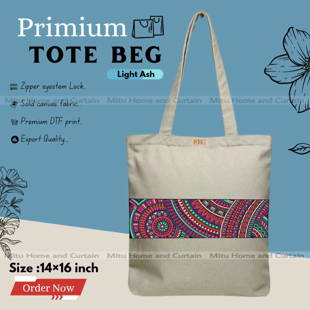 Picture of Premium Tote Bag with Zipper Canvas Tote Bag for Women Trendy Shopping Bag / College Bag / University Bag Tote Bag, Canvas Bag with Zipper 