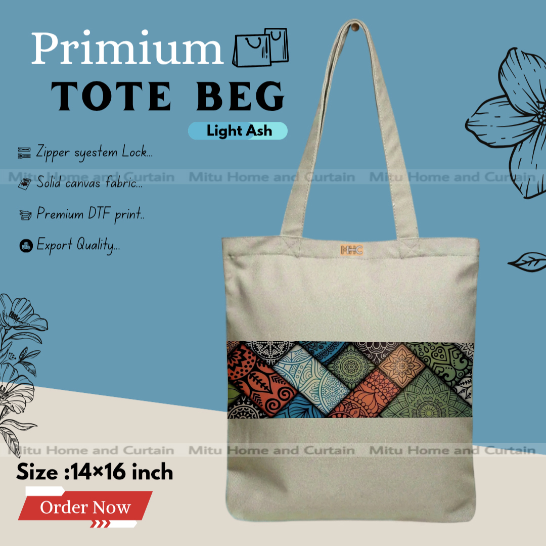 Picture of Premium Tote Bag with Zipper Canvas Tote Bag for Women Trendy Shopping Bag / College Bag / University Bag Tote Bag, Canvas Bag with Zipper