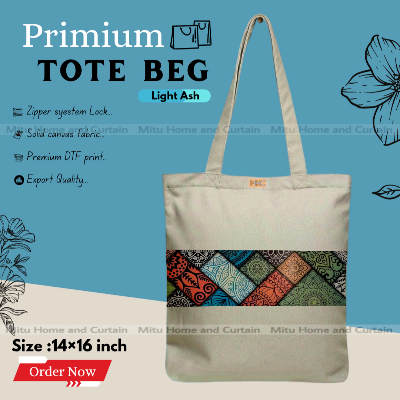 Picture of Premium Tote Bag with Zipper Canvas Tote Bag for Women Trendy Shopping Bag / College Bag / University Bag Tote Bag, Canvas Bag with Zipper