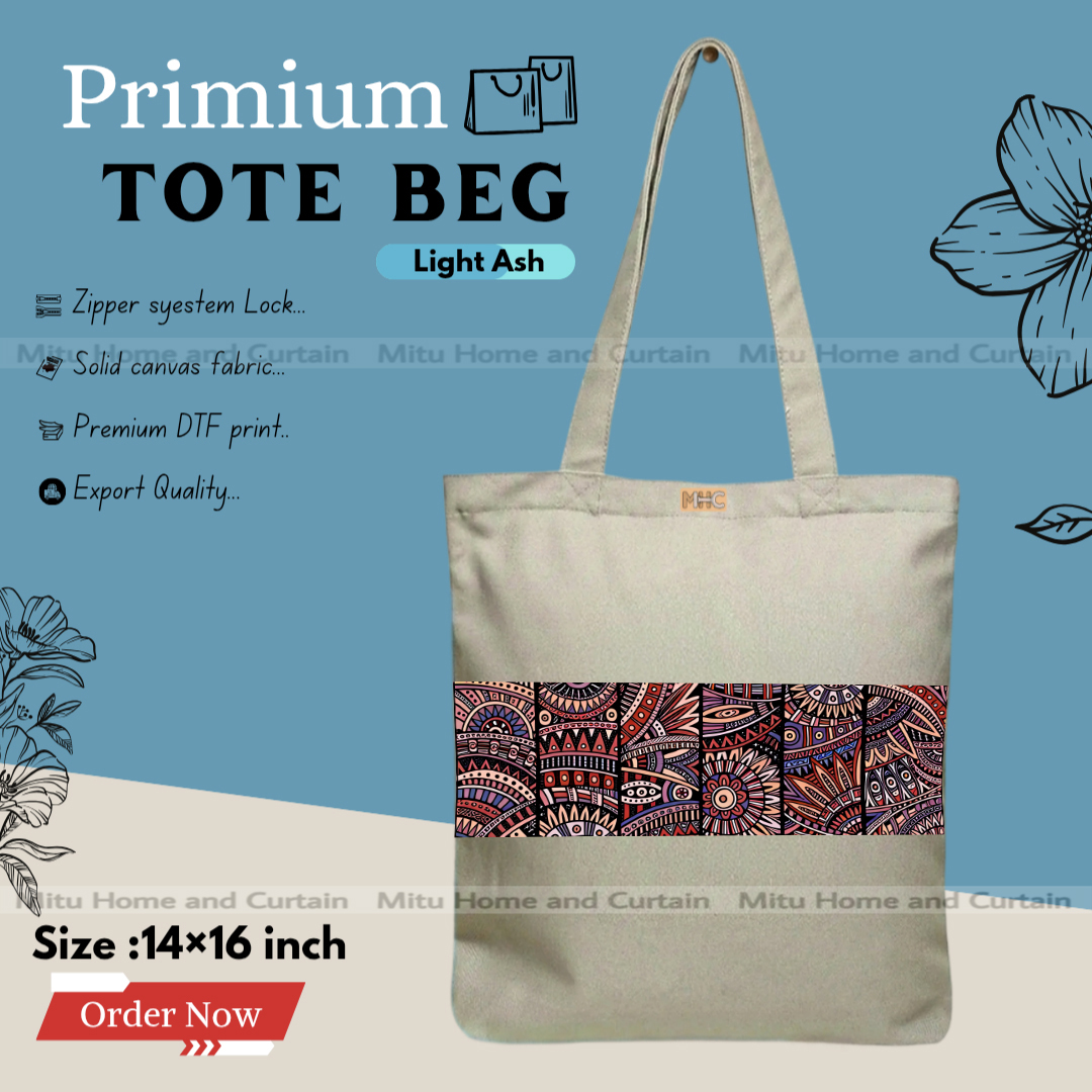 Picture of Premium Tote Bag with Zipper Canvas Tote Bag for Women Trendy Shopping Bag / College Bag / University Bag Tote Bag, Canvas Bag with Zipper