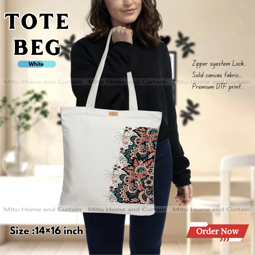 Buy Premium Tote Bag with Zipper Canvas Tote Bag for Women Trendy Shopping Bag / College Bag / University Bag Tote Bag, Canvas Bag with Zipper  at Best Price In Bangladesh