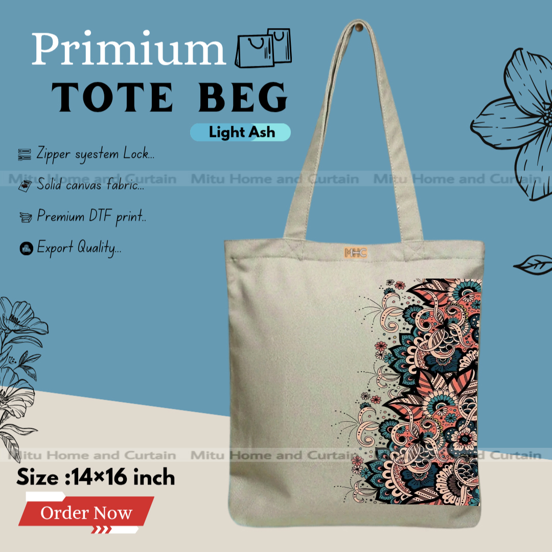 Picture of Premium Tote Bag with Zipper Canvas Tote Bag for Women Trendy Shopping Bag / College Bag / University Bag Tote Bag, Canvas Bag with Zipper  