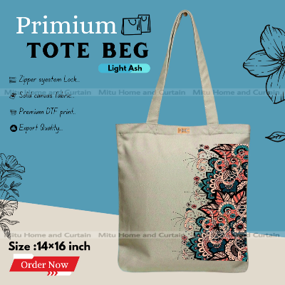 Picture of Premium Tote Bag with Zipper Canvas Tote Bag for Women Trendy Shopping Bag / College Bag / University Bag Tote Bag, Canvas Bag with Zipper  