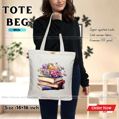 Buy Premium Tote Bag with Zipper Canvas Tote Bag for Women Trendy Shopping Bag / College Bag / University Bag Tote Bag, Canvas Bag with Zipper  at Best Price In Bangladesh