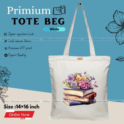 Buy Premium Tote Bag with Zipper Canvas Tote Bag for Women Trendy Shopping Bag / College Bag / University Bag Tote Bag, Canvas Bag with Zipper  at Best Price In Bangladesh