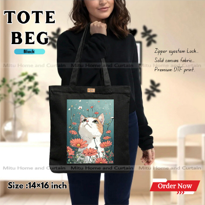 Picture of Premium Tote Bag with Zipper Canvas Tote Bag for Women Trendy Shopping Bag / College Bag / University Bag Tote Bag, Canvas Bag with Zipper