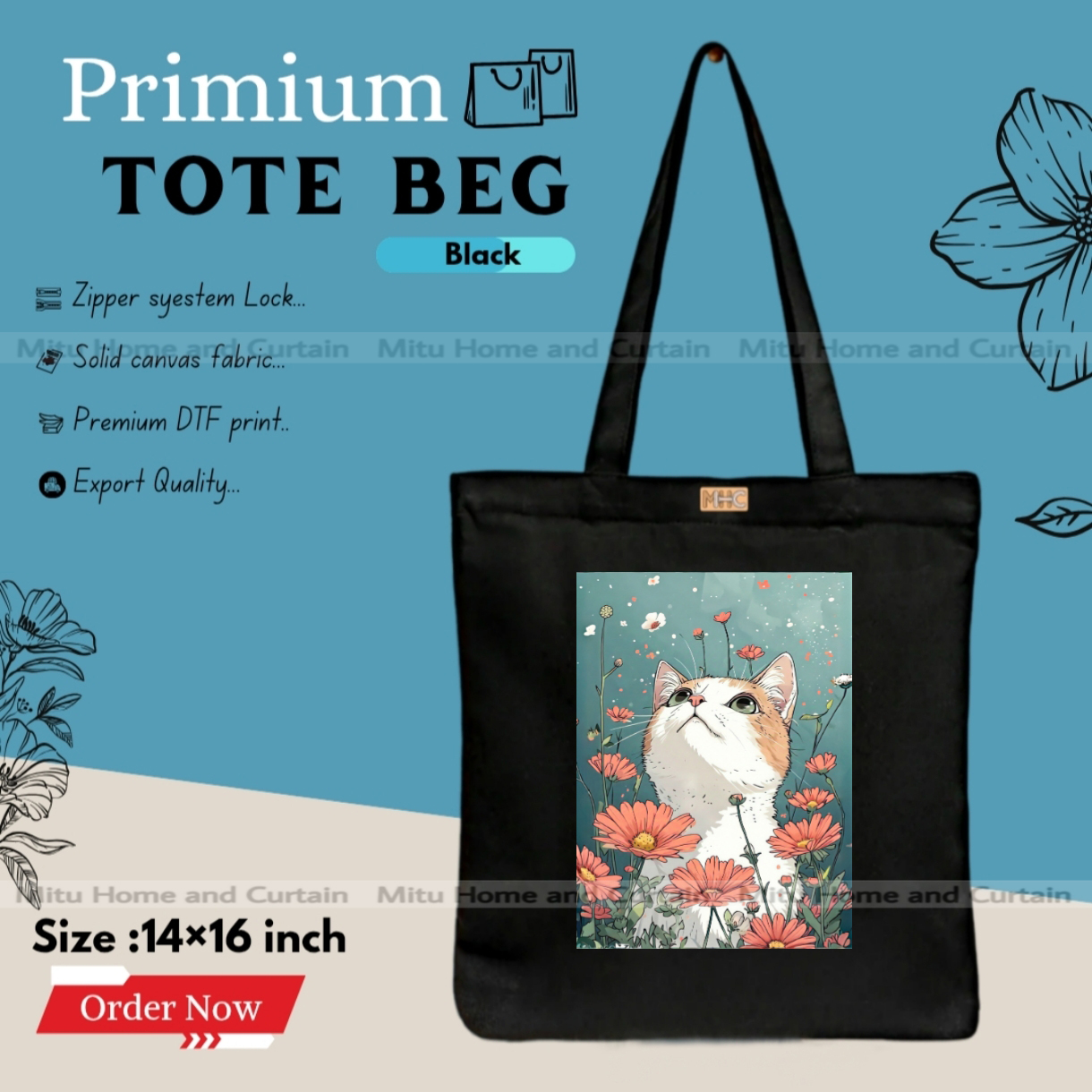 Picture of Premium Tote Bag with Zipper Canvas Tote Bag for Women Trendy Shopping Bag / College Bag / University Bag Tote Bag, Canvas Bag with Zipper