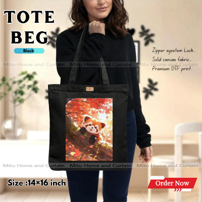 Picture of Premium Tote Bag with Zipper Canvas Tote Bag for Women Trendy Shopping Bag / College Bag / University Bag Tote Bag, Canvas Bag with Zipper 