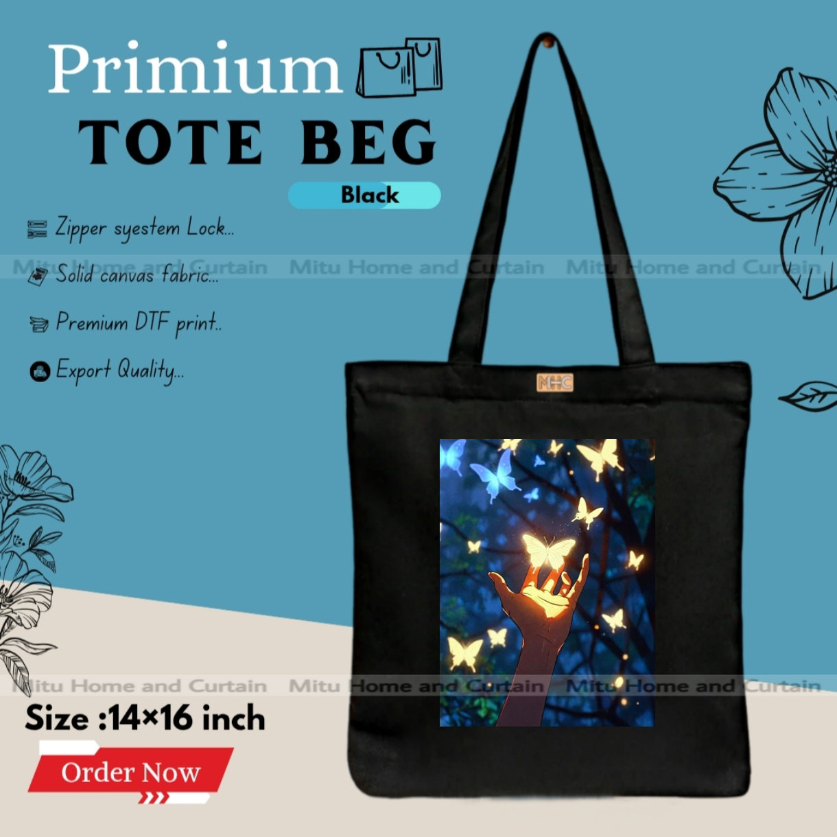 Picture of Premium Tote Bag with Zipper Canvas Tote Bag for Women Trendy Shopping Bag / College Bag / University Bag Tote Bag, Canvas Bag with Zipper 