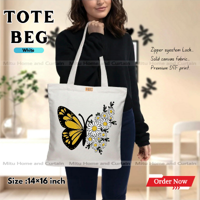 Buy Premium Tote Bag with Zipper Canvas Tote Bag for Women Trendy Shopping Bag / College Bag / University Bag Tote Bag, Canvas Bag with Zipper  at Best Price In Bangladesh