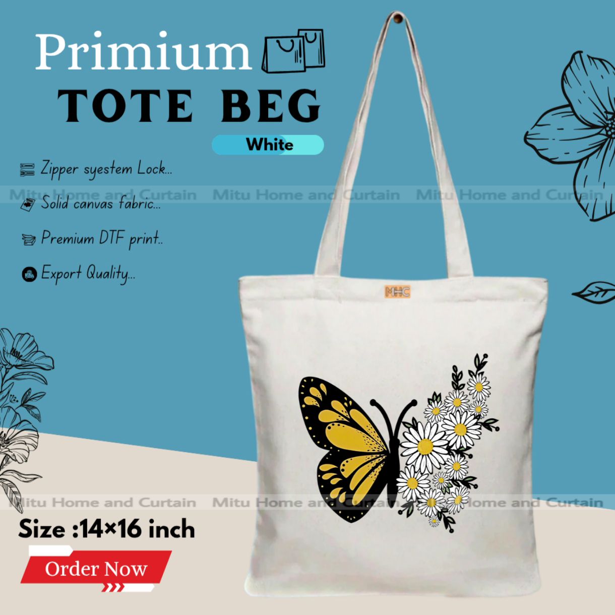 Buy Premium Tote Bag with Zipper Canvas Tote Bag for Women Trendy Shopping Bag / College Bag / University Bag Tote Bag, Canvas Bag with Zipper  at Best Price In Bangladesh