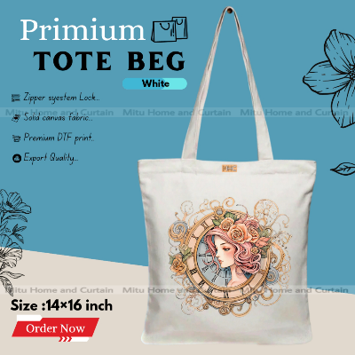 Buy Premium Tote Bag with Zipper Canvas Tote Bag for Women Trendy Shopping Bag / College Bag / University Bag Tote Bag, Canvas Bag with Zipper  at Best Price In Bangladesh