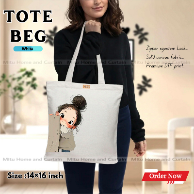 Buy Premium Tote Bag with Zipper Canvas Tote Bag for Women Trendy Shopping Bag / College Bag / University Bag Tote Bag, Canvas Bag with Zipper  at Best Price In Bangladesh