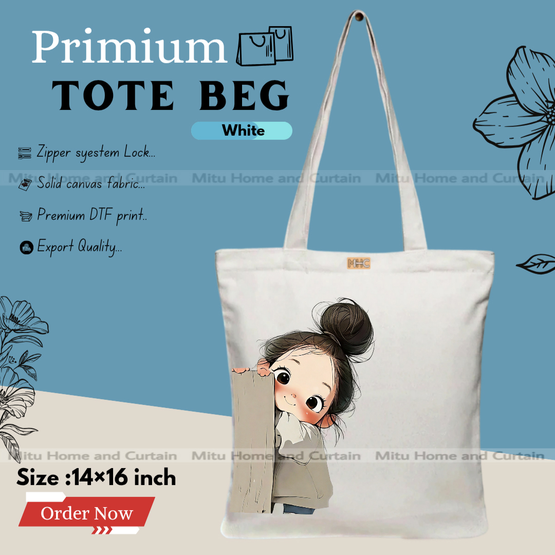 Buy Premium Tote Bag with Zipper Canvas Tote Bag for Women Trendy Shopping Bag / College Bag / University Bag Tote Bag, Canvas Bag with Zipper  at Best Price In Bangladesh