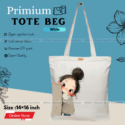 Buy Premium Tote Bag with Zipper Canvas Tote Bag for Women Trendy Shopping Bag / College Bag / University Bag Tote Bag, Canvas Bag with Zipper  at Best Price In Bangladesh