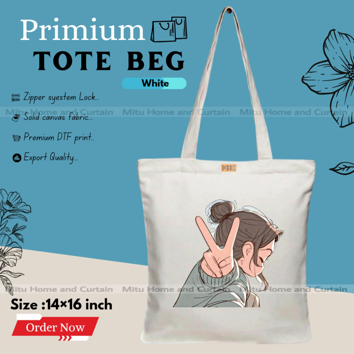 Buy Premium Tote Bag with Zipper Canvas Tote Bag for Women Trendy Shopping Bag / College Bag / University Bag Tote Bag, Canvas Bag with Zipper  at Best Price In Bangladesh