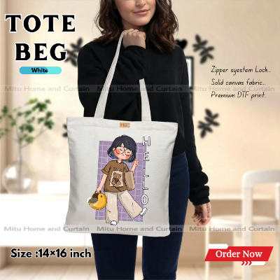 Buy Premium Tote Bag with Zipper Canvas Tote Bag for Women Trendy Shopping Bag / College Bag / University Bag Tote Bag, Canvas Bag with Zipper  at Best Price In Bangladesh