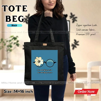 Picture of Premium Tote Bag with Zipper Canvas Tote Bag for Women Trendy Shopping Bag / College Bag / University Bag Tote Bag, Canvas Bag with Zipper 