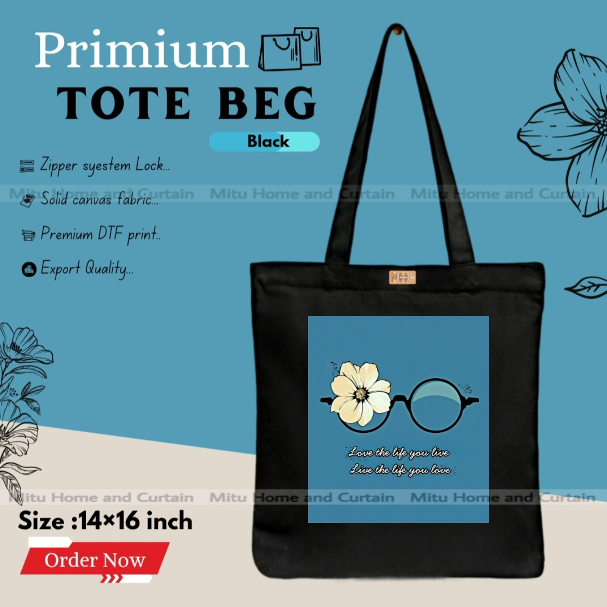 Picture of Premium Tote Bag with Zipper Canvas Tote Bag for Women Trendy Shopping Bag / College Bag / University Bag Tote Bag, Canvas Bag with Zipper 