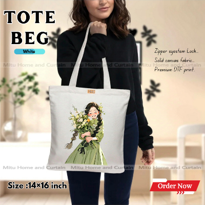 Buy Premium Tote Bag with Zipper Canvas Tote Bag for Women Trendy Shopping Bag / College Bag / University Bag Tote Bag, Canvas Bag with Zipper  at Best Price In Bangladesh