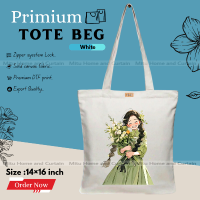 Buy Premium Tote Bag with Zipper Canvas Tote Bag for Women Trendy Shopping Bag / College Bag / University Bag Tote Bag, Canvas Bag with Zipper  at Best Price In Bangladesh