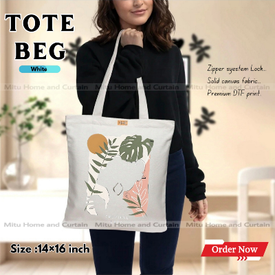 Buy Premium Tote Bag with Zipper Canvas Tote Bag for Women Trendy Shopping Bag / College Bag / University Bag Tote Bag, Canvas Bag with Zipper  at Best Price In Bangladesh