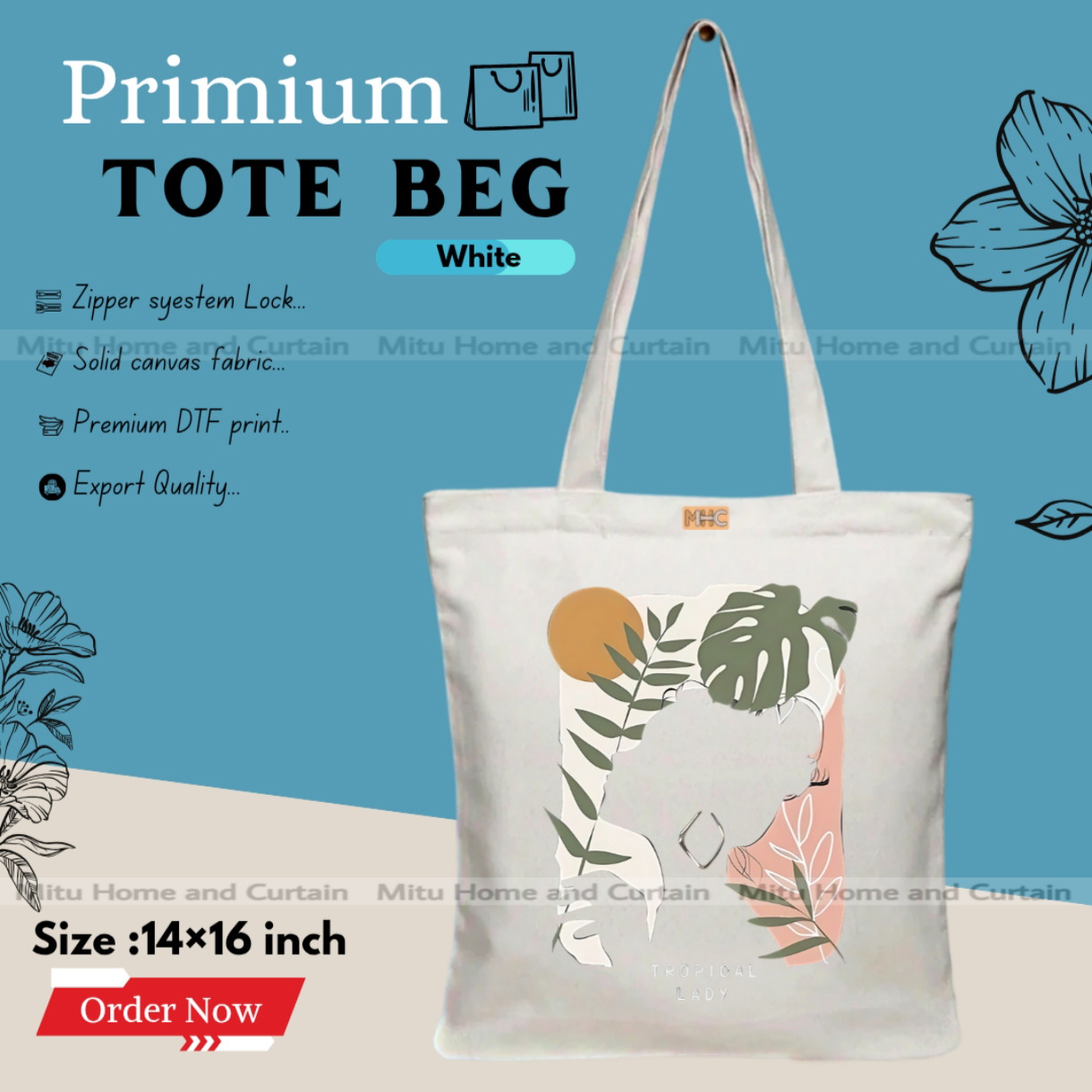 Buy Premium Tote Bag with Zipper Canvas Tote Bag for Women Trendy Shopping Bag / College Bag / University Bag Tote Bag, Canvas Bag with Zipper  at Best Price In Bangladesh