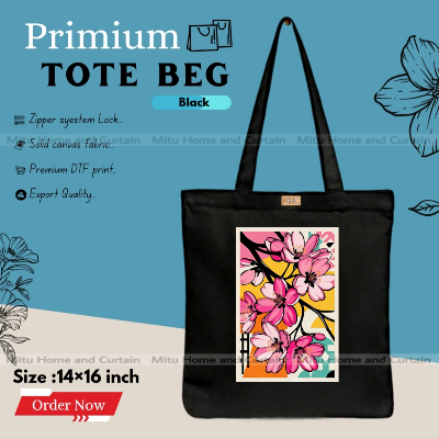 Picture of Premium Tote Bag with Zipper Canvas Tote Bag for Women Trendy Shopping Bag / College Bag / University Bag Tote Bag, Canvas Bag with Zipper