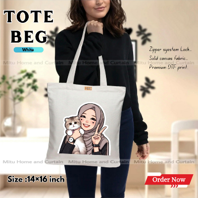 Buy Premium Tote Bag with Zipper Canvas Tote Bag for Women Trendy Shopping Bag / College Bag / University Bag Tote Bag, Canvas Bag with Zipper  at Best Price In Bangladesh