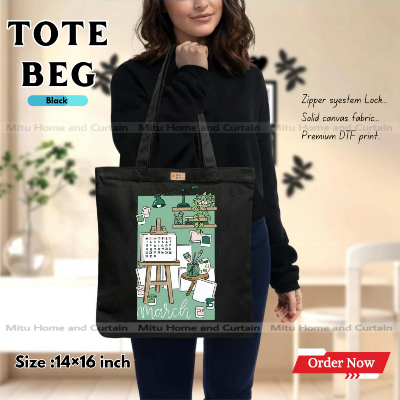 Buy Premium Tote Bag with Zipper Canvas Tote Bag for Women Trendy Shopping Bag / College Bag / University Bag Tote Bag, Canvas Bag with Zipper  at Best Price In Bangladesh