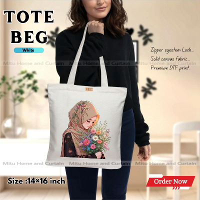 Buy Premium Tote Bag with Zipper Canvas Tote Bag for Women Trendy Shopping Bag / College Bag / University Bag Tote Bag, Canvas Bag with Zipper  at Best Price In Bangladesh