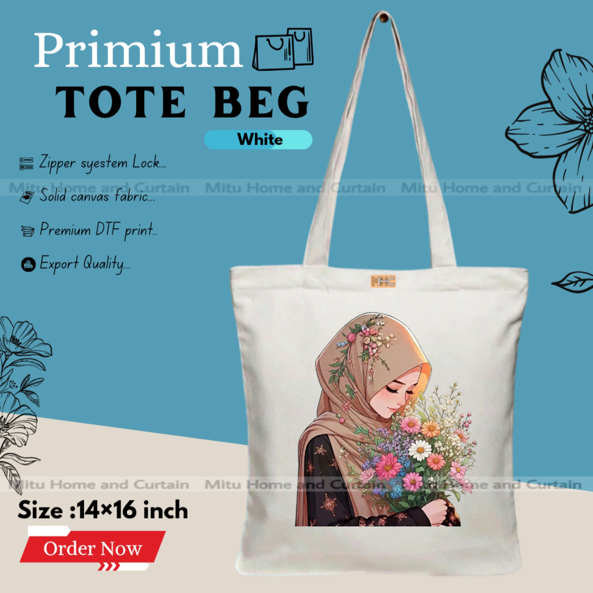 Buy Premium Tote Bag with Zipper Canvas Tote Bag for Women Trendy Shopping Bag / College Bag / University Bag Tote Bag, Canvas Bag with Zipper  at Best Price In Bangladesh