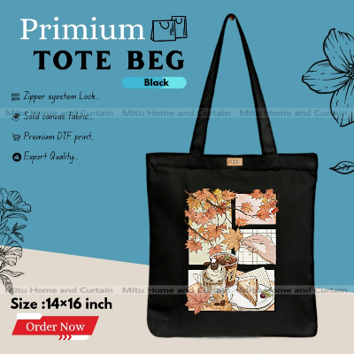 Buy Premium Tote Bag with Zipper Canvas Tote Bag for Women Trendy Shopping Bag / College Bag / University Bag Tote Bag, Canvas Bag with Zipper  at Best Price In Bangladesh