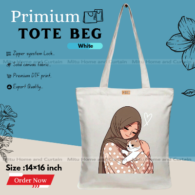 Buy Premium Tote Bag with Zipper Canvas Tote Bag for Women Trendy Shopping Bag / College Bag / University Bag Tote Bag, Canvas Bag with Zipper  at Best Price In Bangladesh