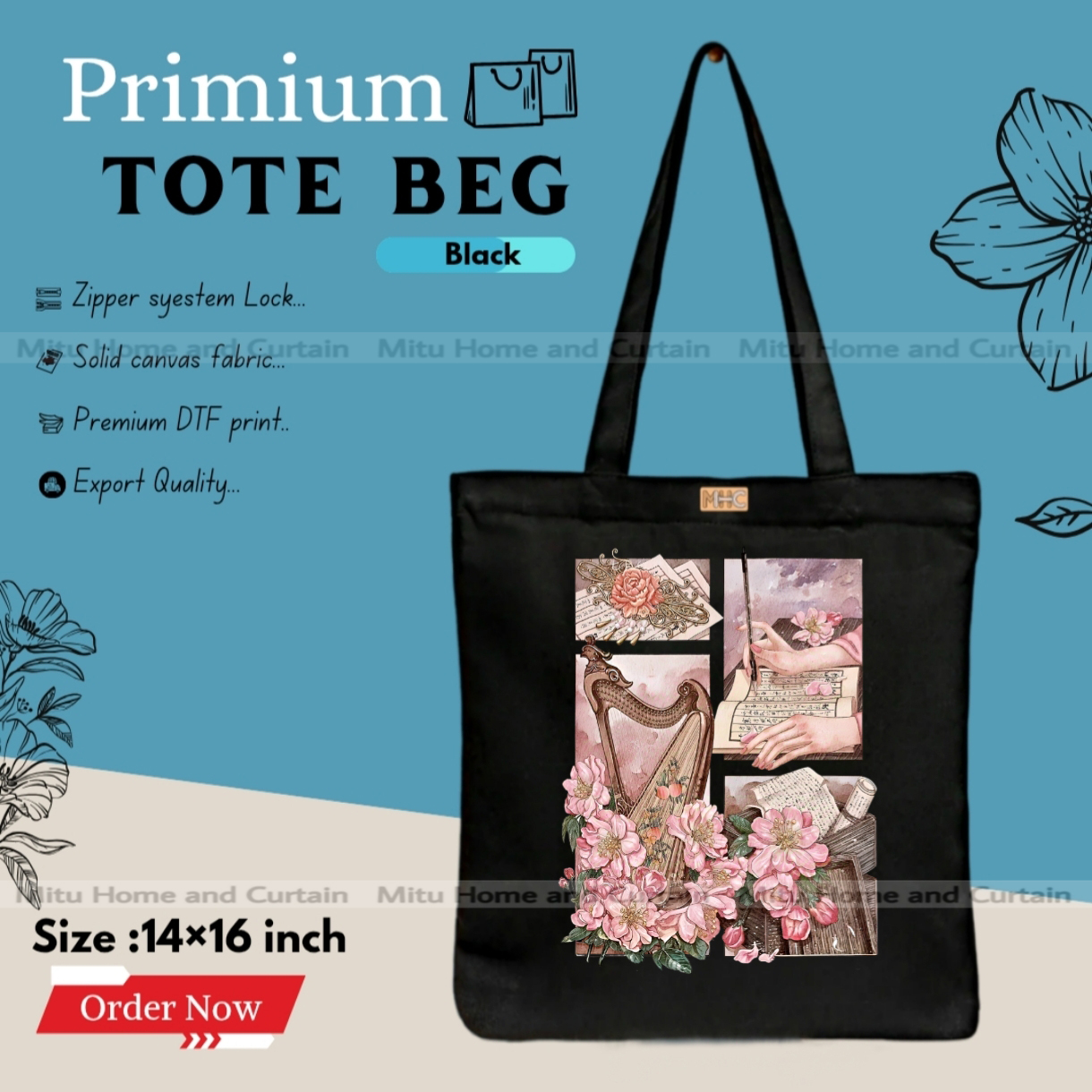 Buy Premium Tote Bag with Zipper Canvas Tote Bag for Women Trendy Shopping Bag / College Bag / University Bag Tote Bag, Canvas Bag with Zipper  at Best Price In Bangladesh