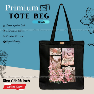 Buy Premium Tote Bag with Zipper Canvas Tote Bag for Women Trendy Shopping Bag / College Bag / University Bag Tote Bag, Canvas Bag with Zipper  at Best Price In Bangladesh