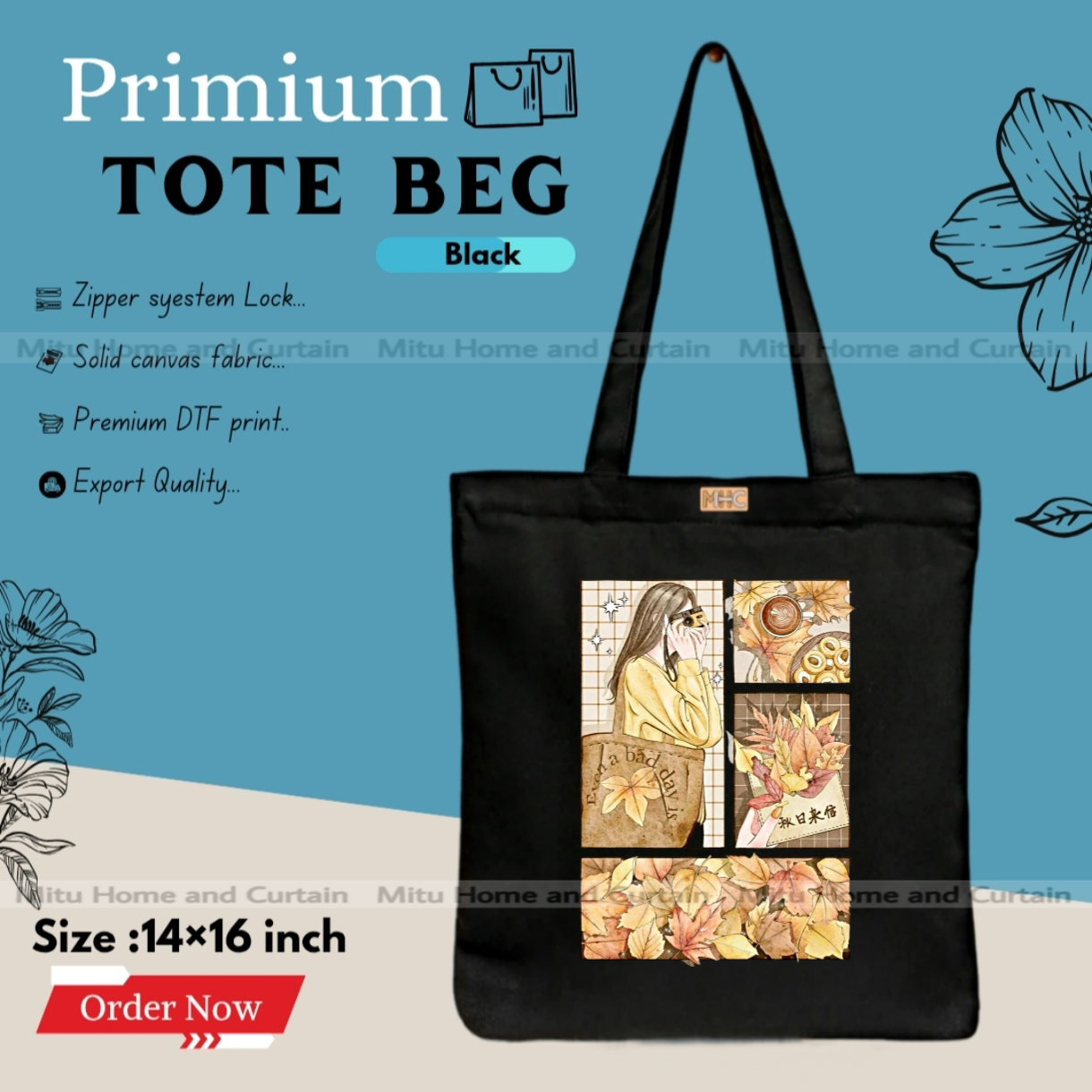 Buy Premium Tote Bag with Zipper Canvas Tote Bag for Women Trendy Shopping Bag / College Bag / University Bag Tote Bag, Canvas Bag with Zipper  at Best Price In Bangladesh