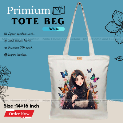 Buy Premium Tote Bag with Zipper Canvas Tote Bag for Women Trendy Shopping Bag / College Bag / University Bag Tote Bag, Canvas Bag with Zipper  at Best Price In Bangladesh