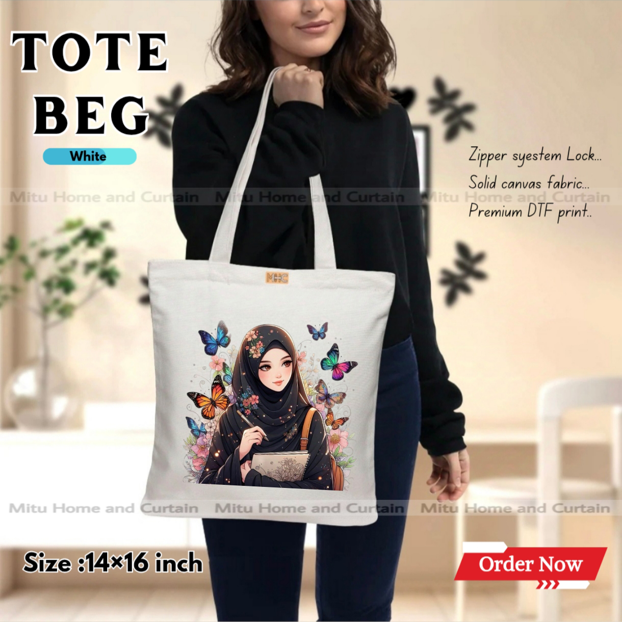 Buy Premium Tote Bag with Zipper Canvas Tote Bag for Women Trendy Shopping Bag / College Bag / University Bag Tote Bag, Canvas Bag with Zipper  at Best Price In Bangladesh