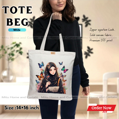 Buy Premium Tote Bag with Zipper Canvas Tote Bag for Women Trendy Shopping Bag / College Bag / University Bag Tote Bag, Canvas Bag with Zipper  at Best Price In Bangladesh