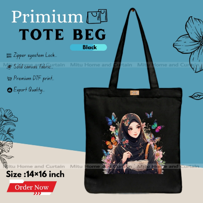 Buy Premium Tote Bag with Zipper Canvas Tote Bag for Women Trendy Shopping Bag / College Bag / University Bag Tote Bag, Canvas Bag with Zipper  at Best Price In Bangladesh